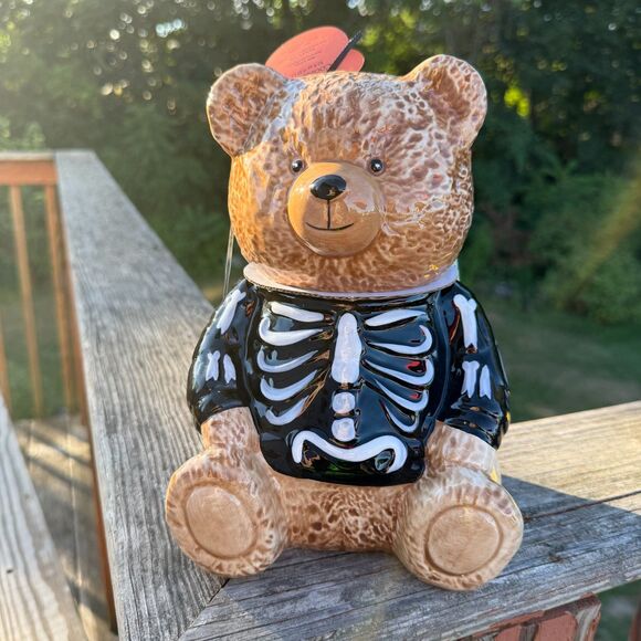 NEW Creepy Critters Teddy Bear Skeleton Costume Cookie Jar 9" - Picture 1 of 3